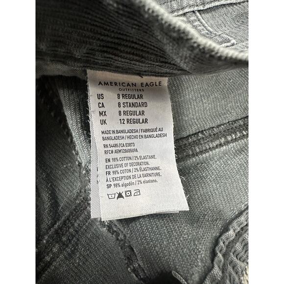 American Eagle Mom Jean Corduroy Straight Pant Super Stretch Womens 8 Reg Gray - Picture 5 of 5